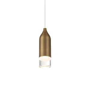 Action 75-Watt Equivalent Integrated LED Aged Brass Mini Pendant with Acrylic Shade