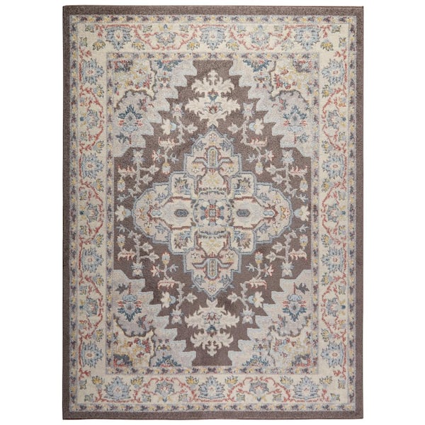 Home Dynamix Venice Loreta Brown 5 ft. x 7 ft. Medallion Area Rug