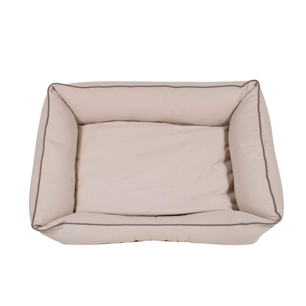 X-Large Khaki Cotton Canvas Orthopedic Elevated Pet Bed