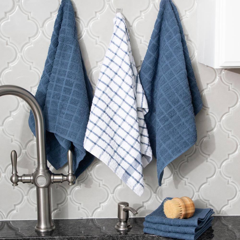 Federal and Graphite Cotton Terry Kitchen Towel and Dish Cloth Set, 12 Pack