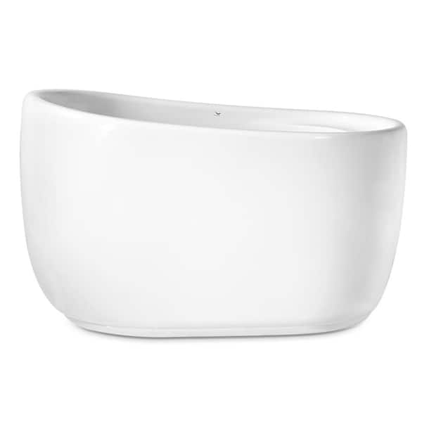 Streamline 51 in. Acrylic Flatbottom Non-Whirlpool Bathtub in Glossy White with Polished Gold Drain and Overflow Cover