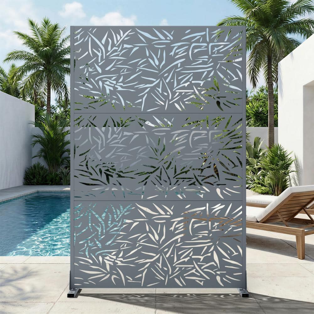 47 in. W x 72 in. H Cambrian Gray Galvanized Steel Freestanding Bamboo Leaf Cut Garden Privacy Screen (1-Pack) price history on PriceWatchPro