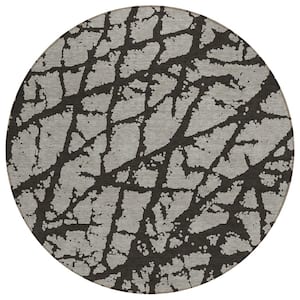 Chantille ACN501 Black 8 ft. x 8 ft. Round Machine Washable Indoor/Outdoor Geometric Area Rug