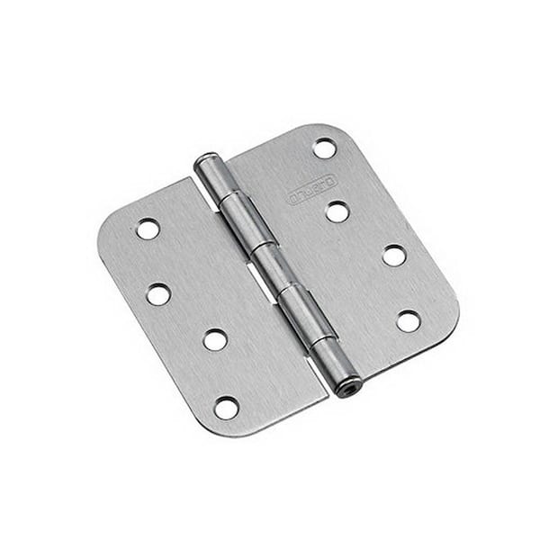 Onward 4 in. x 4 in. Brushed Chrome Full Mortise Butt Hinge with Removable Pin (2-Pack)