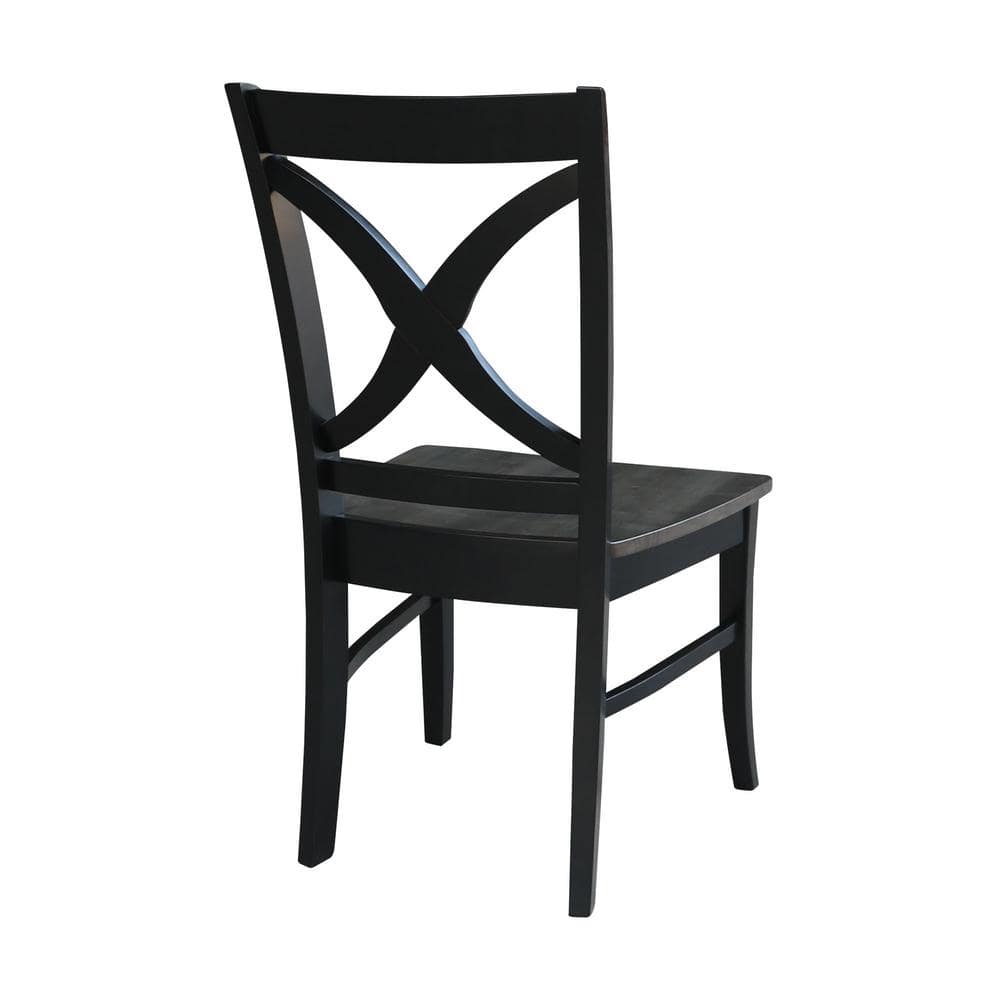 Black High Cross Back Solid Wood Dining Chair