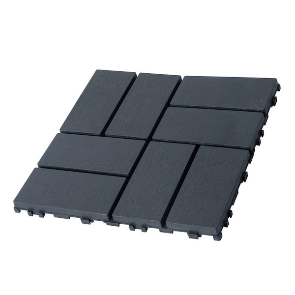 Tidoin Outdoor 1 ft. x 1 ft. Composite Interlocking Tile Deck Tile in Brown(54 Per Box)