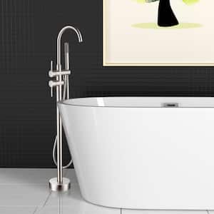 Residential 2-Handle Freestanding Bathtub Faucet with Hand Shower in Brushed Nickel