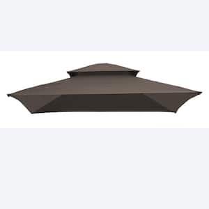 8 ft. x 5 ft. Brown Grill Gazebo Replacement Canopy, Double Tiered BBQ Tent Roof Top Cover