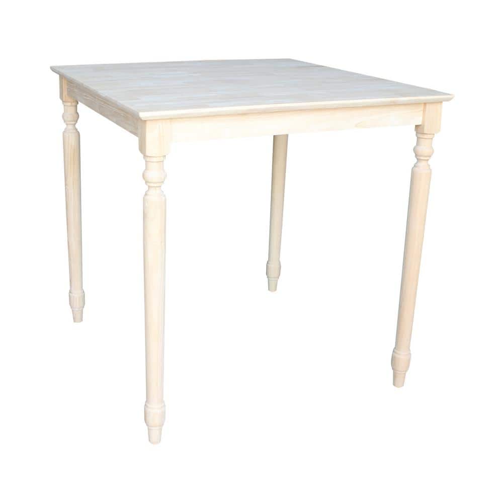 Natural Solid Wood Counter Height Dining Table with Turned Legs
