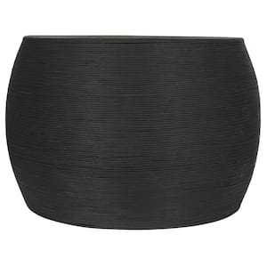 26.9 in. Matte Black Finish Round Wicker Coffee Table