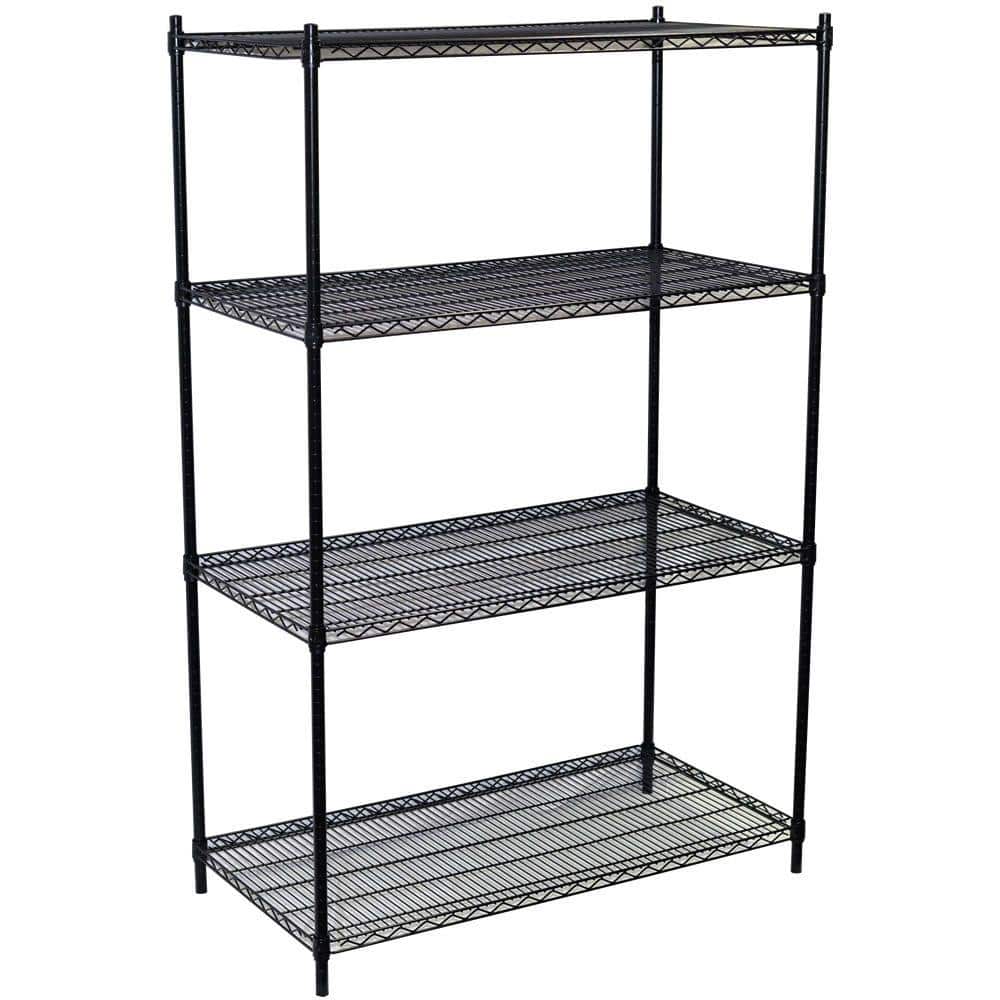 Steel Grid Shelf in Black 48 W x 6 D Inches 