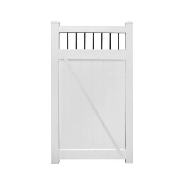 Weatherables Bradford Vinyl Privacy Fence Gate Kit - 3.7 ft x 6 ft, White