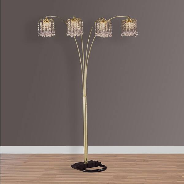 Jushua 84 in. H 4-Light Gold Multi-head Arc Floor Lamp Half with