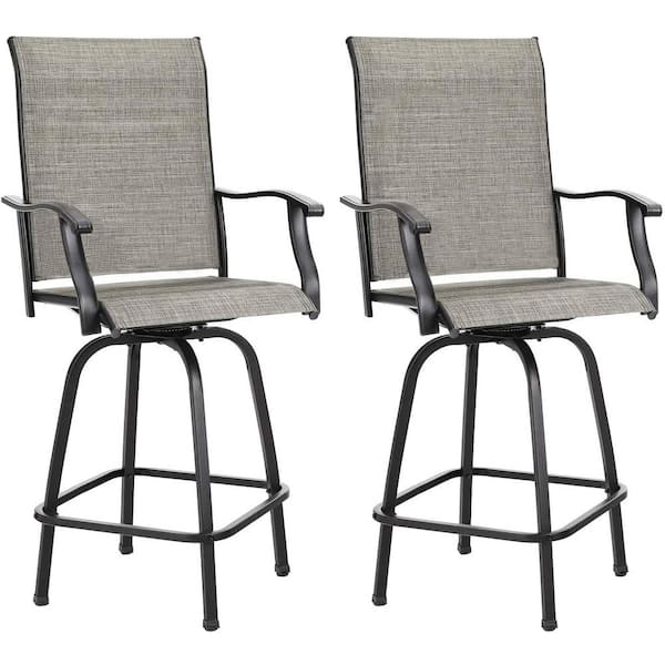 Kingdely Swivel Metal Frame Outdoor Bar Stools Height Patio Garden Chairs All-Weather Patio Furniture (Set of 2)