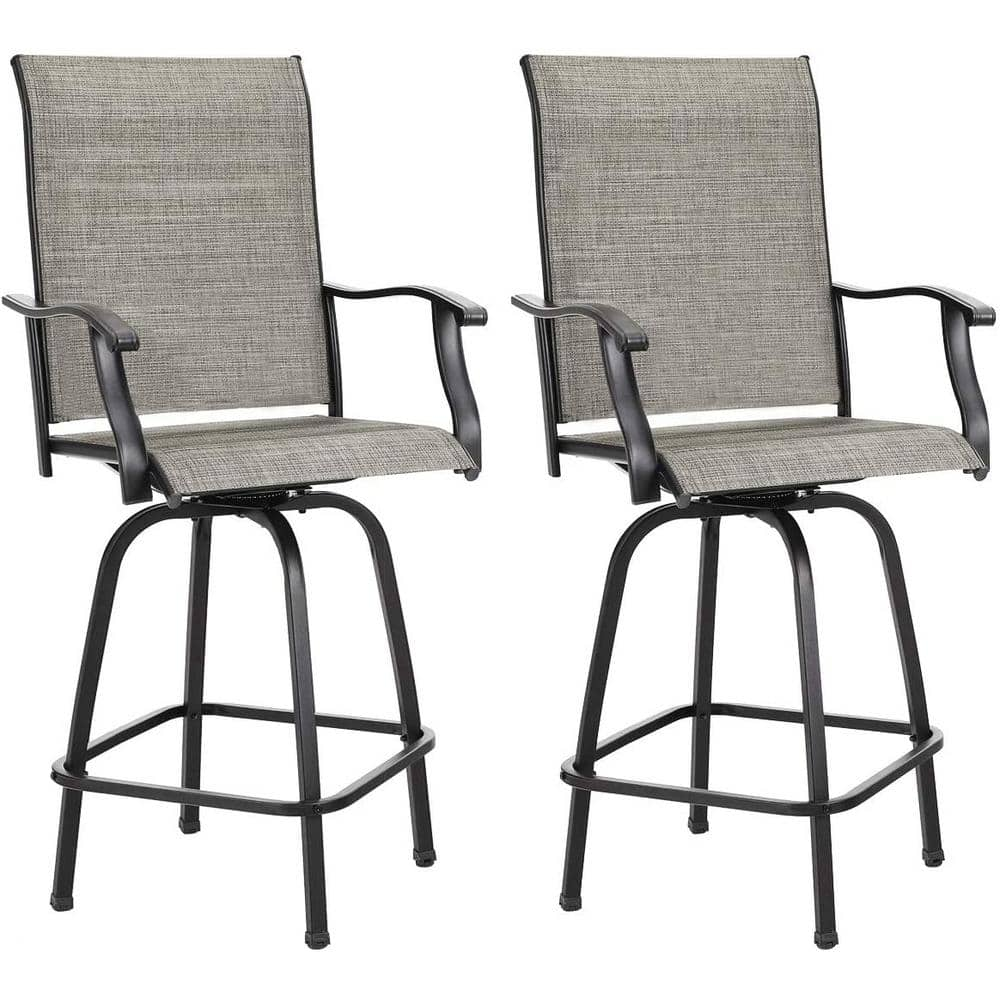 Swivel Metal Frame Outdoor Bar Stools Height Patio Chairs All Weather Patio Furniture Set Of 2 Tdjw Zyk0015 1 The Home Depot