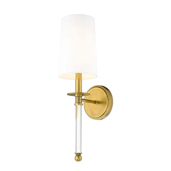 1-Light Rubbed Brass Wall Sconce with White Glass 808-1S-RB-WH - The ...