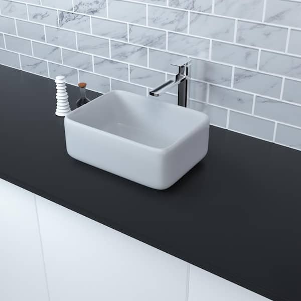 Satico Amuering 19 in. Topmount Bathroom Sink Basin in White