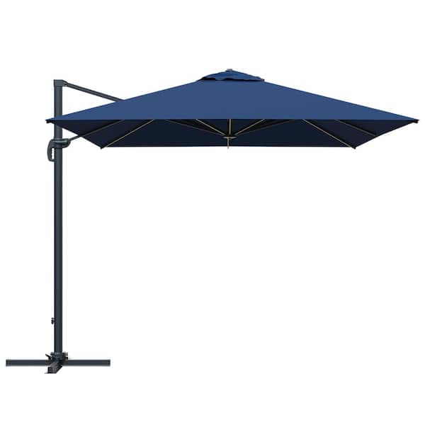 JOYSIDE 13 ft. Rectangle 360° Rotation Cantilever Outdoor Patio Umbrella in Blue