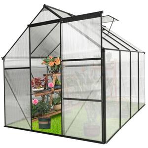 98 in. W x 74 in. D x 76 in. H Polycarbonate Greenhouse Raised Base and Anchor Aluminum Heavy Duty Walk-in Greenhouses