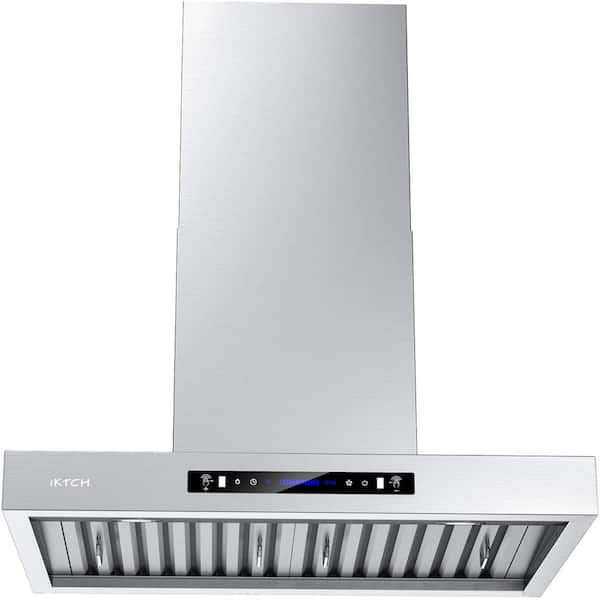 iKTCH 36 in. Wall Mount with LED Light Range Hood in Stainless Steel with Gesture Sensing and Touch Control Switch Panel