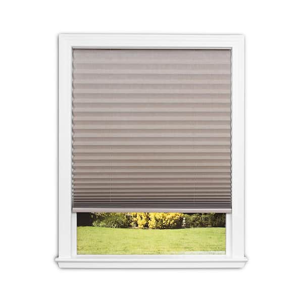 Redi Shade Easy Lift Cut-to-Size Natural Cordless Room Darkening Fabric Pleated Shades 36 in. W x 64 in. L