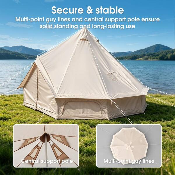 HOMEFUN 13ft Oxford Bell Large Glamping Tent Spacious 4-8 Person