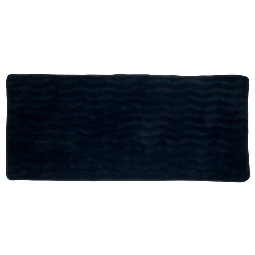 Lavish Home Black 24.25 in. x 60 in. Memory Foam Extra Long Bath Mat 67