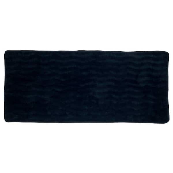 Black 24.25 in. x 60 in. Memory Foam Extra Long Bath Mat
