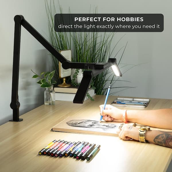 mount-it! 29 in. Black Dimmable LED Desk Lamp with Adjustable