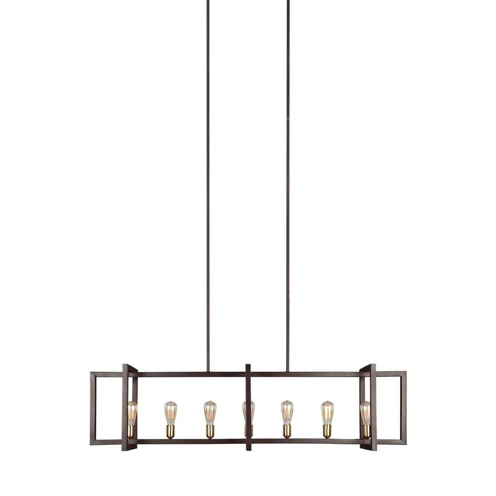 Finnegan New World Bronze Geometric 7-Light Island Chandelier