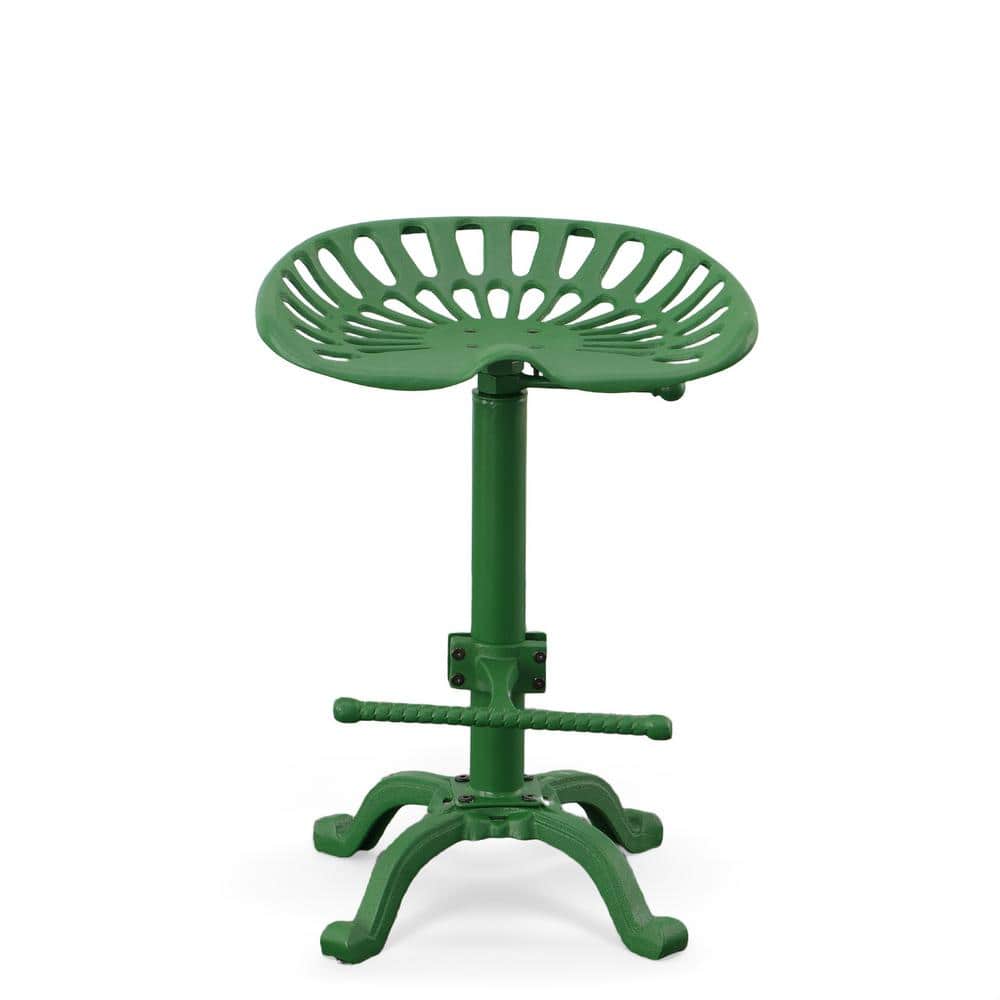 Vintage Industrial Green Metal Adjustable Tractor Seat Stool