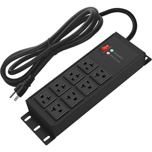 Ahfiwaso 8-Outlet Power Strip Surge Protector with 6 ft. Extension Cord and Switch in Black