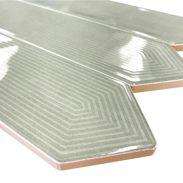 Giorbello Glossy Ceramic Decor Picket Hexagon Subway 3 in. x