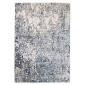 Yasmin Acy Light Blue 3 ft. 11 in. x 5 ft. 11 in. Abstract Polyester Area Rug