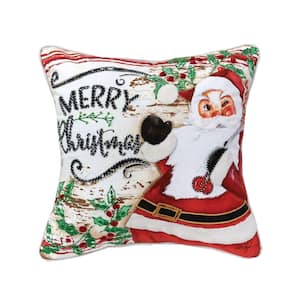 Red Merry Christmas Jolly Santa Claus Throw Pillow