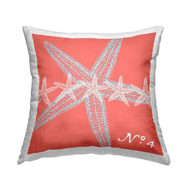 Stupell Industries Pink Nautical Starfish Pattern Orange Square Outdoor Throw Pillow