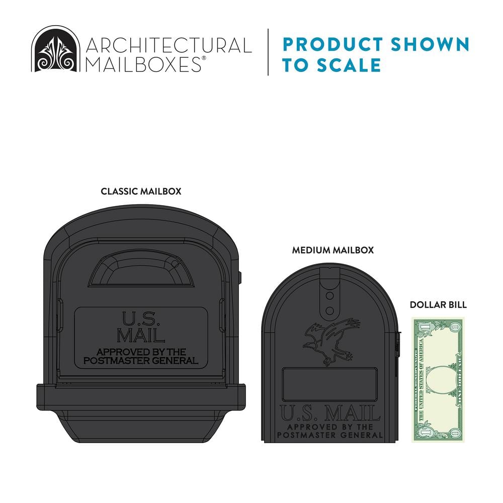 Classic Black Plastic Double Door Post Mount Mailbox