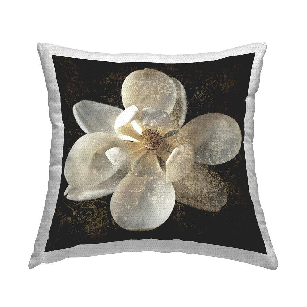 Vintage White Blossom Black Square Outdoor Throw Pillow price history on PriceWatchPro