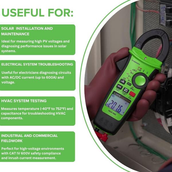 KPS DCM8500PV TRMS Clamp Meter-1500V DC Solar Clamp Meter with