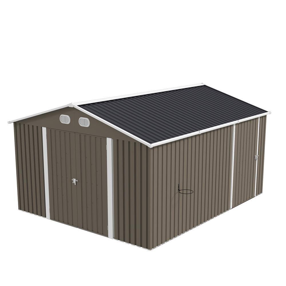10 ft. x 12 ft. Brown Outdoor Metal Storage Shed with Lockable Door for Garden, Lawn(120 sq. ft. ) price history on PriceWatchPro