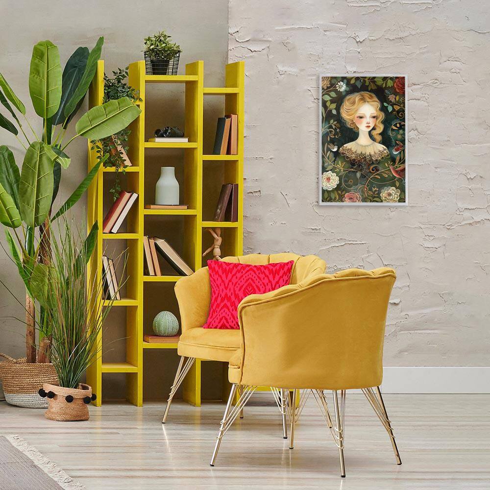 Victorina Woman with Florals by The Dutch Lady Gray Framed Abstract Giclee Art Print 24 in. x 16 in. price history on PriceWatchPro