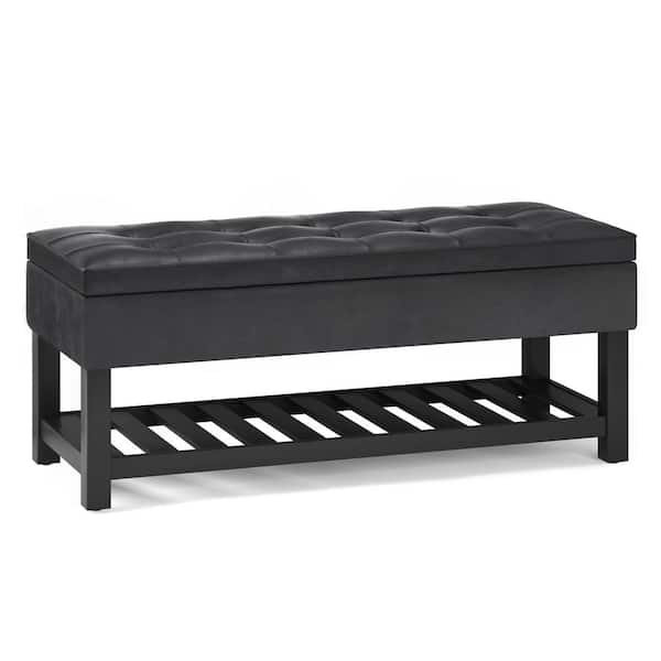 Simpli Home Cosmopolitan 44 In Wide Transitional Rectangle Storage   Distressed Black Simpli Home Bedroom Benches Axccosbn 01 Dbl 64 600 