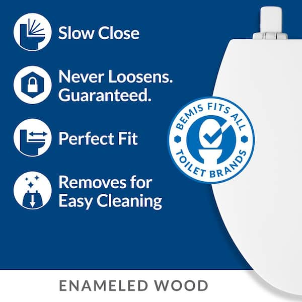 Atwood Round Soft Close Enameled Wood Closed Front Toilet Seat in Biscuit Never Loosens and Removes for Easy Cleaning