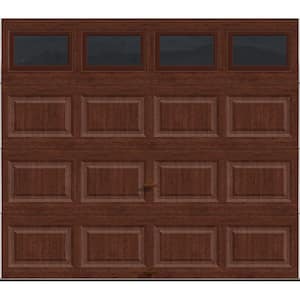 Classic Steel Short Panel 8ft x 7ft Insulated 12.9 R-Value Wood Look Cherry Garage Door with windows