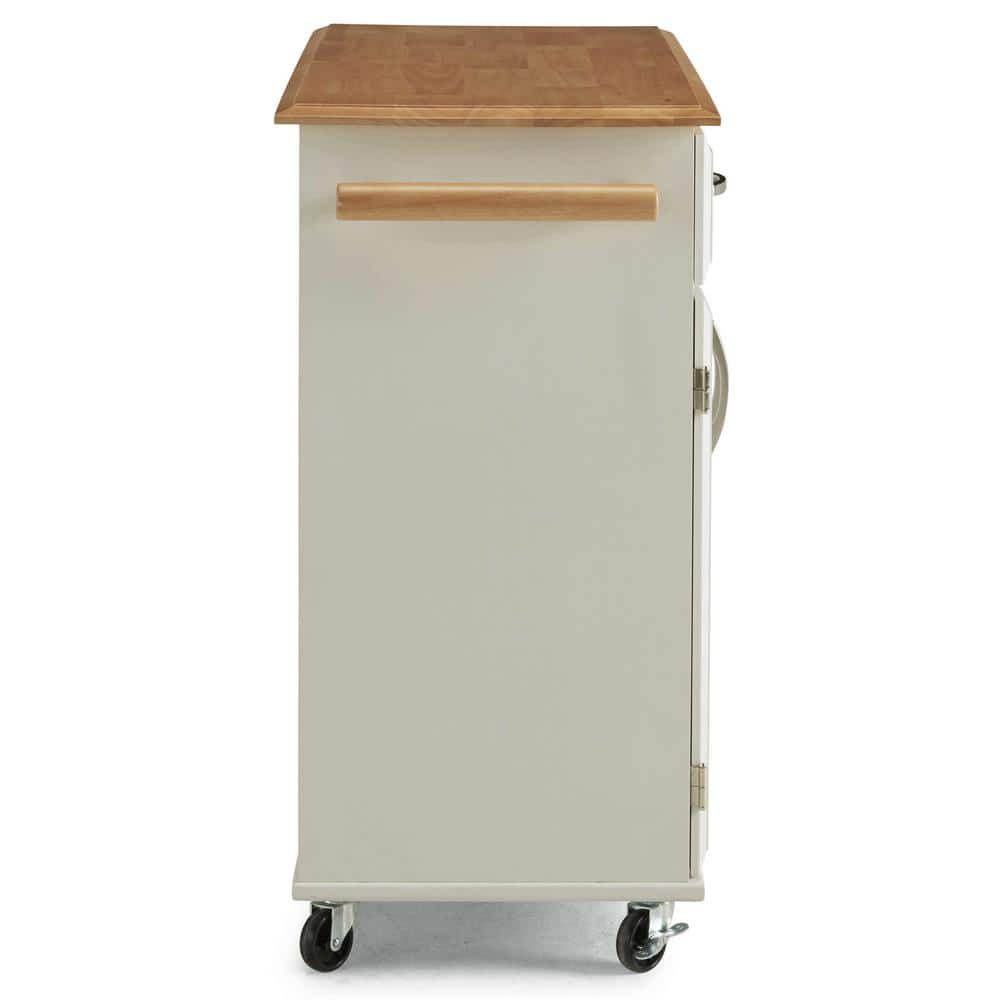 Maple and White Rectangular Kitchen Cart with Storage