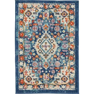 Passion Blue/Multicolor 2 ft. x 3 ft. Persian Vintage Area Rug