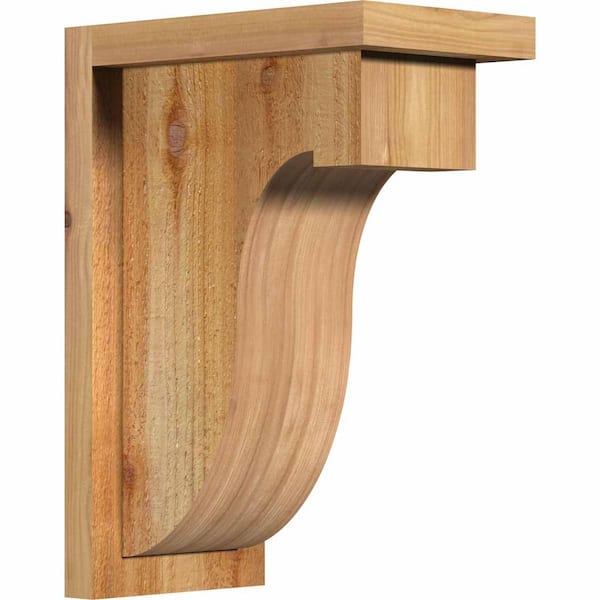 Ekena Millwork 6 in. x 10 in. x 14 in. Western Red Cedar Del Monte Rough Sawn Corbel with Backplate