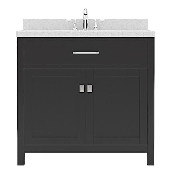 Virtu USA Caroline 36 in. W x 22 in. D x 35 in. H Single Sink Bath Vanity in Espresso with Quartz Top