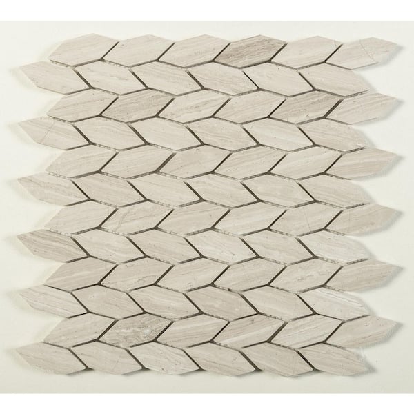 Channing Clai Elongated Hex Tan 4.5 in. x 8.25 in. Smooth Natural Stone Mosaic Wall Tile Sample