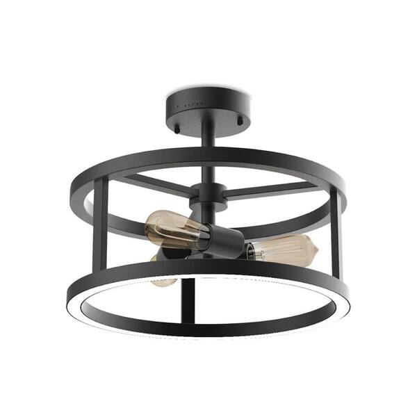 Feit Electric Katalyst 15 in. Matte Black Selectable CCT SemiFlush